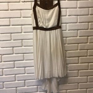 Vintage Empire Waist Dress w/ brown leather accent